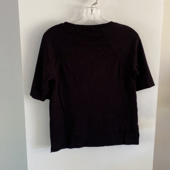 ANN TAYLOR factory classic French black short sleeve sweater stretch layering M - Picture 4 of 5
